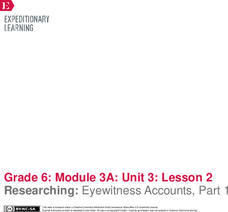 Researching: Eyewitness Accounts, Part 1 Lesson Plan Researching: Eyewitness Accounts, Part 1 Lesson Plan