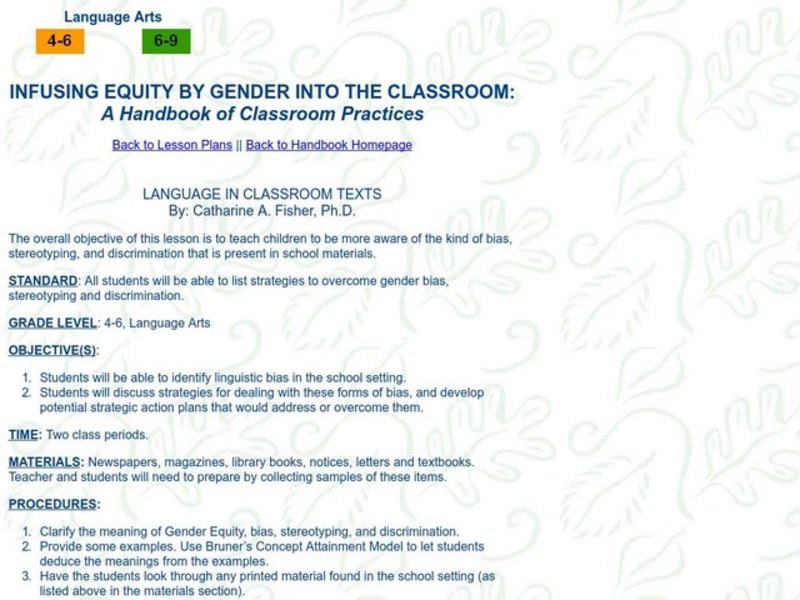 LANGUAGE IN CLASSROOM TEXTS Lesson Plan LANGUAGE IN CLASSROOM TEXTS Lesson Plan