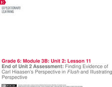 End of Unit 2 Assessment: Finding Evidence of Carl Hiaasen’s Perspective in Flush and Illustrating Perspective Lesson Plan End of Unit 2 Assessment: Finding Evidence of Carl Hiaasen’s Perspective in Flush and Illustrating Perspective Lesson Plan