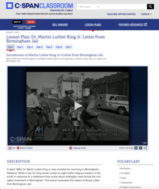Dr. Martin Luther King Jr.'s Letter from Birmingham Jail Lesson Plan Dr. Martin Luther King Jr.'s Letter from Birmingham Jail Lesson Plan