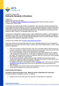 Setting the Standards of Excellence Lesson Plan Setting the Standards of Excellence Lesson Plan