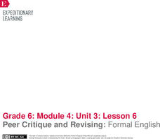 Peer Critique and Revising: Formal English Lesson Plan Peer Critique and Revising: Formal English Lesson Plan