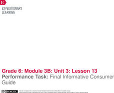Performance Task: Final Informative Consumer Guide Lesson Plan Performance Task: Final Informative Consumer Guide Lesson Plan