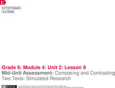 Mid-Unit Assessment: Comparing and Contrasting Two Texts: Simulated Research Lesson Plan Mid-Unit Assessment: Comparing and Contrasting Two Texts: Simulated Research Lesson Plan
