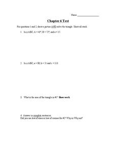 Law of Sines and Law of Cosines Worksheet Law of Sines and Law of Cosines Worksheet