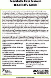 Remarkable Lives Revealed Unit Plan Remarkable Lives Revealed Unit Plan
