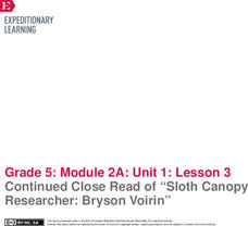 Continued Close Read of “Sloth Canopy Researcher: Bryson Voirin” Lesson Plan Continued Close Read of “Sloth Canopy Researcher: Bryson Voirin” Lesson Plan