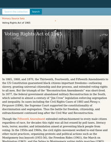 Voting Rights Act of 1965 Activity Voting Rights Act of 1965 Activity