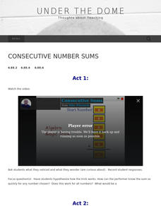 Consecutive Number Sums Activity Consecutive Number Sums Activity