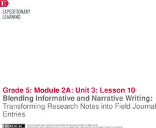Blending Informative and Narrative Writing: Transforming Research Notes into Field Journal Entries Lesson Plan Blending Informative and Narrative Writing: Transforming Research Notes into Field Journal Entries Lesson Plan