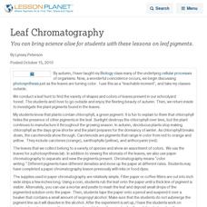 Leaf Chromatography Lesson Planet Article Leaf Chromatography Lesson Planet Article