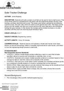 Solar Tracker Challenge Lesson Plan Solar Tracker Challenge Lesson Plan