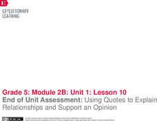 End of Unit Assessment: Using Quotes to Explain Relationships and Support an Opinion Lesson Plan End of Unit Assessment: Using Quotes to Explain Relationships and Support an Opinion Lesson Plan