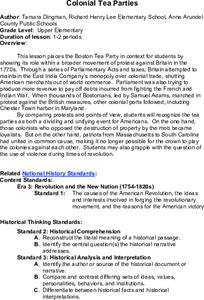 Colonial Tea Parties Lesson Plan Colonial Tea Parties Lesson Plan