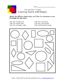 Learning Colors and Shapes Worksheet Learning Colors and Shapes Worksheet