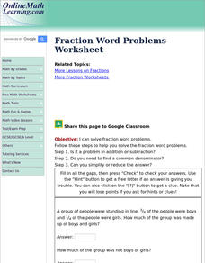 Fraction Word Problems Interactive Fraction Word Problems Interactive