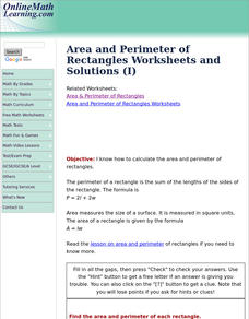 Area and Perimeter of Rectangles Worksheets (I) Interactive Area and Perimeter of Rectangles Worksheets (I) Interactive