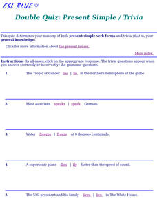 Double Quiz: Present Simple/Trivia Interactive Double Quiz: Present Simple/Trivia Interactive