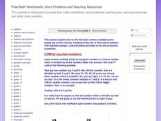 Least Common Multiple Practice Worksheet Least Common Multiple Practice Worksheet