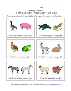 Left and Right Worksheet - Animals Worksheet Left and Right Worksheet - Animals Worksheet