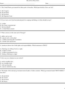 Civics Review for Grade 3 Worksheet Civics Review for Grade 3 Worksheet