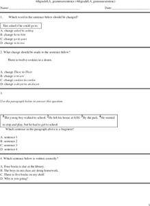 4th Grade Grammar Worksheet 4th Grade Grammar Worksheet
