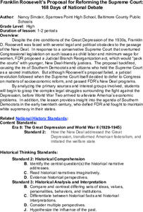Franklin Roosevelt's Proposal for Reforming the Supreme Court: 168 Days of National Debate Lesson Plan Franklin Roosevelt's Proposal for Reforming the Supreme Court: 168 Days of National Debate Lesson Plan