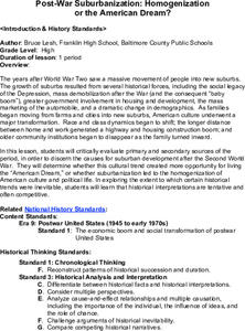 Post-War Suburbanization: Homogenization Lesson Plan Post-War Suburbanization: Homogenization Lesson Plan