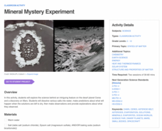 Mineral Mystery Experiment Activity Mineral Mystery Experiment Activity