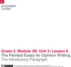 The Painted Essay for Opinion Writing: The Introductory Paragraph Lesson Plan The Painted Essay for Opinion Writing: The Introductory Paragraph Lesson Plan