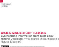 Synthesizing Information from Texts about Natural Disasters: What Makes an Earthquake a Natural Disaster? Lesson Plan Synthesizing Information from Texts about Natural Disasters: What Makes an Earthquake a Natural Disaster? Lesson Plan