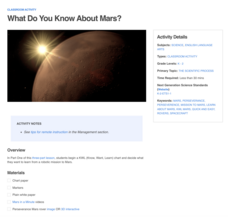 What Do You Know About Mars? Activity What Do You Know About Mars? Activity