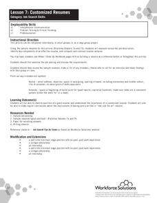 Customized Resumes Lesson Plan Customized Resumes Lesson Plan