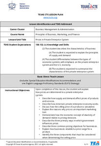 Prices in Private Enterprise System Lesson Plan Prices in Private Enterprise System Lesson Plan