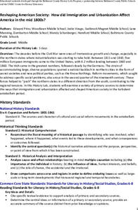 Reshaping American Society: How did Immigration and Urbanization Affect America in the mid 1800s? Lesson Plan Reshaping American Society: How did Immigration and Urbanization Affect America in the mid 1800s? Lesson Plan