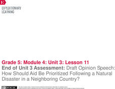 End of Unit 3 Assessment: Draft Opinion Speech: How Should Aid Be Prioritized Following a Natural Disaster in a Neighboring Country? Lesson Plan End of Unit 3 Assessment: Draft Opinion Speech: How Should Aid Be Prioritized Following a Natural Disaster in a Neighboring Country? Lesson Plan