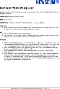 Fake News — What's the Big Deal? Lesson Plan Fake News — What's the Big Deal? Lesson Plan