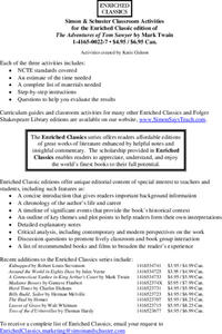 Classroom Activities for The Adventures of Tom Sawyer by Mark Twain Unit Plan Classroom Activities for The Adventures of Tom Sawyer by Mark Twain Unit Plan