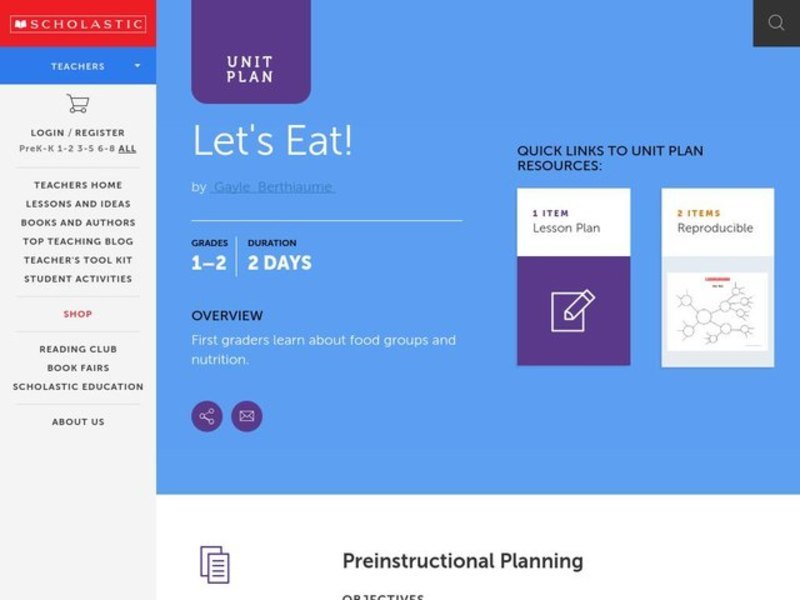 Let's Eat Lesson Plan Let's Eat Lesson Plan