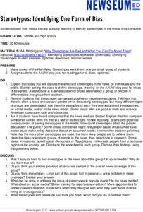 Stereotypes: Identifying One Form of Bias Lesson Plan Stereotypes: Identifying One Form of Bias Lesson Plan