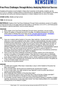 Free Press Challenges Through History: Analyzing Historical Sources Lesson Plan Free Press Challenges Through History: Analyzing Historical Sources Lesson Plan