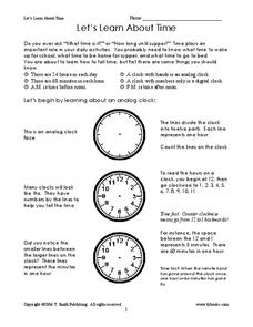 Let's Learn About Time Worksheet Let's Learn About Time Worksheet