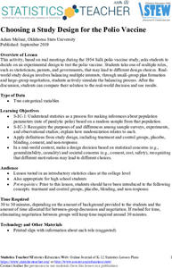 Choosing a Study Design for the Polio Vaccine Lesson Plan Choosing a Study Design for the Polio Vaccine Lesson Plan