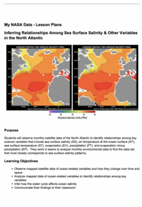 Inferring Relationships Among Sea Surface Salinity & Other Variables in the North Atlantic Lesson Plan Inferring Relationships Among Sea Surface Salinity & Other Variables in the North Atlantic Lesson Plan