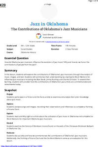 Jazz In Oklahoma Lesson Plan Jazz In Oklahoma Lesson Plan