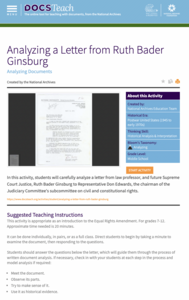 Analyzing a Letter from Ruth Bader Ginsburg Interactive Analyzing a Letter from Ruth Bader Ginsburg Interactive