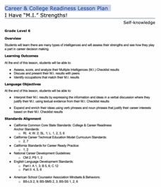 I Have “M.I.” Strengths! Lesson Plan I Have “M.I.” Strengths! Lesson Plan
