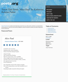 Teach This Poem: "Alice Paul" by Katharine Rolston Fisher Lesson Plan Teach This Poem: "Alice Paul" by Katharine Rolston Fisher Lesson Plan