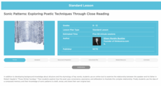 Sonic Patterns: Exploring Poetic Techniques Through Close Reading Lesson Plan Sonic Patterns: Exploring Poetic Techniques Through Close Reading Lesson Plan