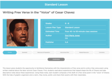 Writing Free Verse in the "Voice" of Cesar Chavez Lesson Plan Writing Free Verse in the "Voice" of Cesar Chavez Lesson Plan
